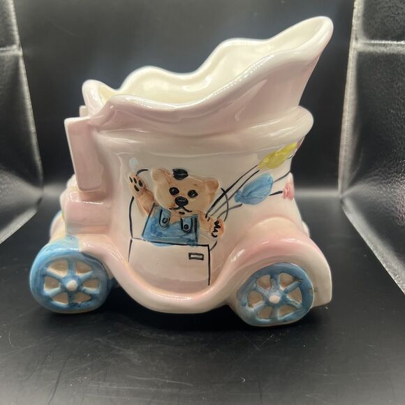 Vintage My Neil Nursery Planter Bassinet Music Box Rock a Bye Baby Pink Blue Car - Picture 5 of 16